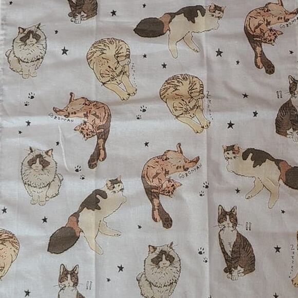 Daiso Goro Nyan Cats All Over Print Tea Towel Cloth 37.5x13.5" Kawaii Cat Lover - Picture 1 of 6